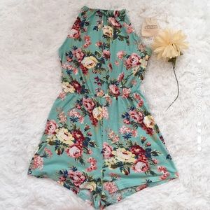 Light Blue Floral Romper